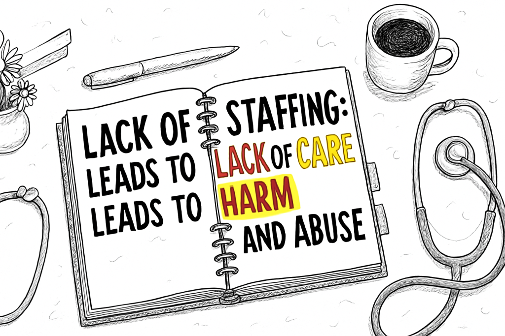 Lack of staffing: Leads to lack of care Leads to harm and abuse